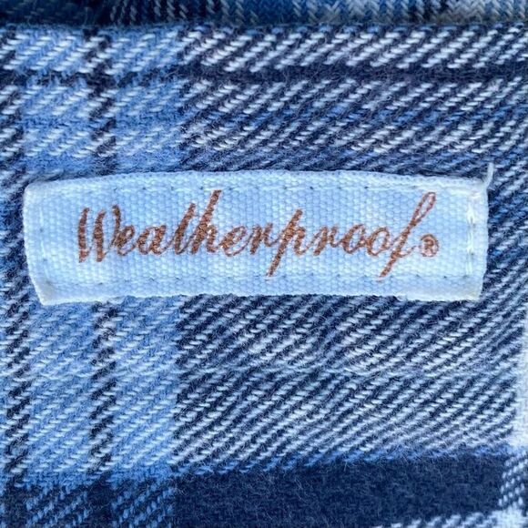 Weatherproof Men's Blue Plaid Flannel Long Sleeve Button Down Shirt Size Medium - Picture 6 of 6